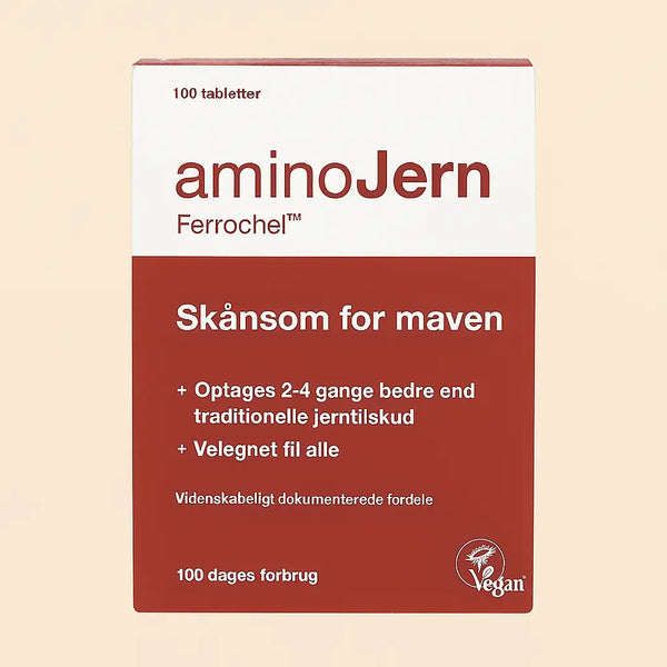 AminoJern - Vegansk tilskud af jern. 100 tabletter