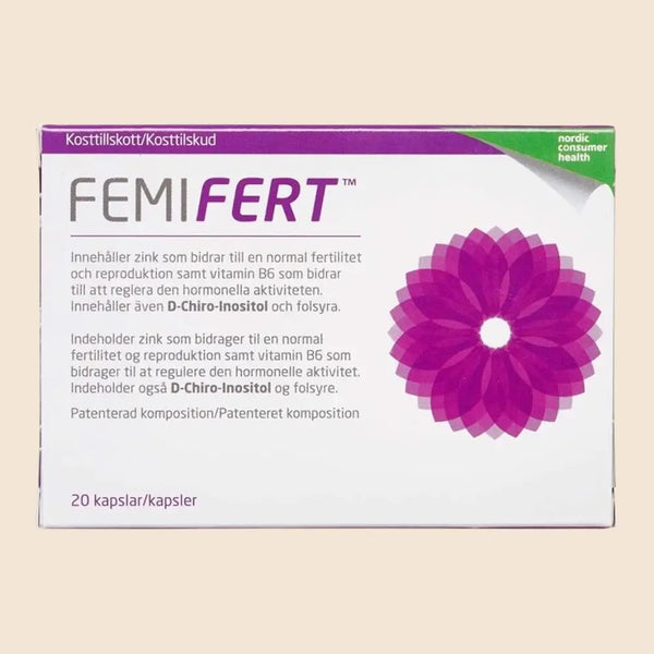 Femifert kosttilskud med D-Chiro-Inositol. 20 tabletter
